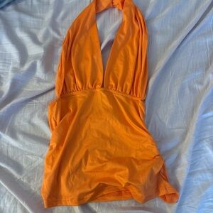 Vibrant Orange Halter Top